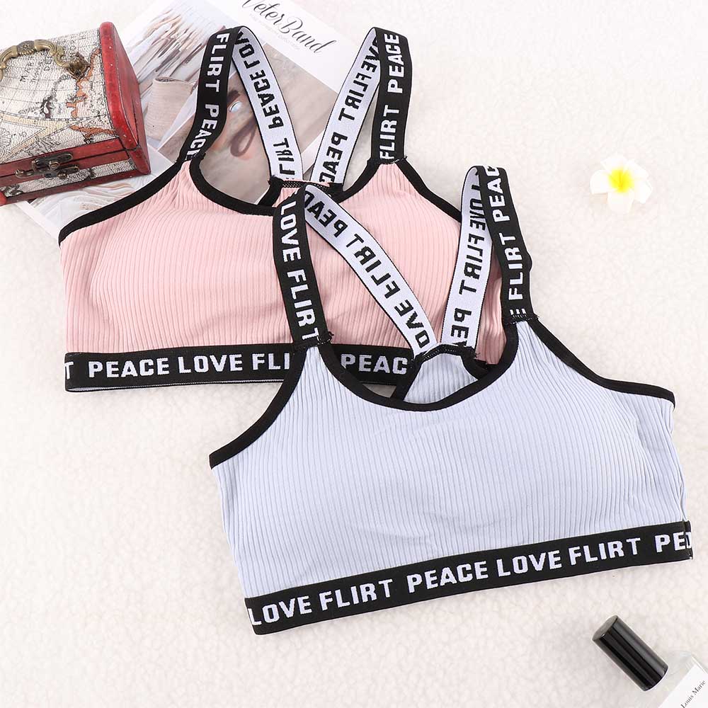 Letter Sports Bra Push Up Tube Tops Fitness Running Bandeau Bra Underwear Cotton Sport Tops For Women Sportswear Bra