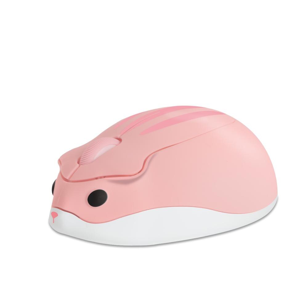 Ratón de hámster de dibujos animados para ordenador, Ratón Óptico inalámbrico de 2,4G, ergonómico, Mini, 3D, para oficina, para chico y Chica, con almohadilla de semillas: Pink