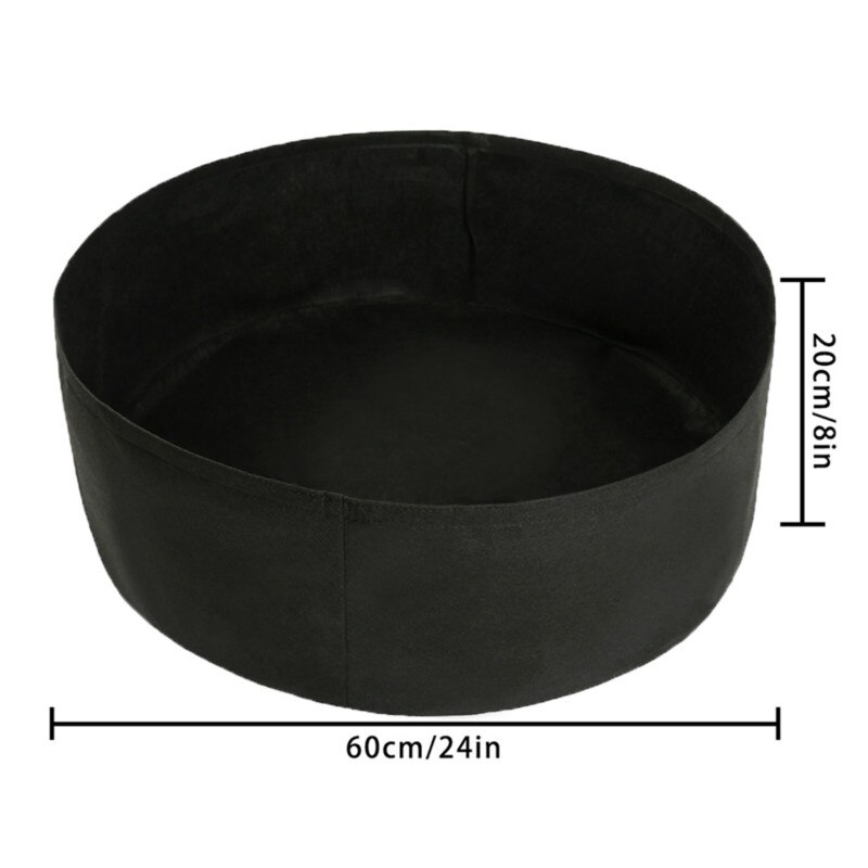 Fabric Raised Garden Bed 50 Gallons Round Planting Container Grow Bags Breathable Felt Fabric Planter Pot for Plants Nursery Pot: black S
