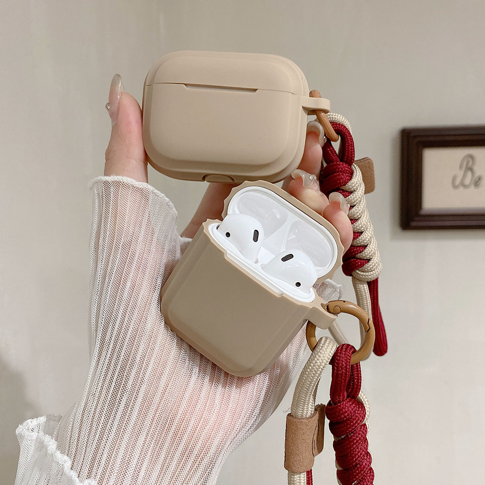 Funda de silicona suave Simple con correa de mano sonriente para auriculares Apple Airpods 4 1 2 Pro 3 Funda protectora inalámbrica Bluetooth