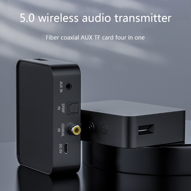 R9JA Bluetooth-compatible 5.0 Transmitter with 3.5mm Aux SPDIF RCA TF Card Hifi Music Adapter for Car TV PC Speaker