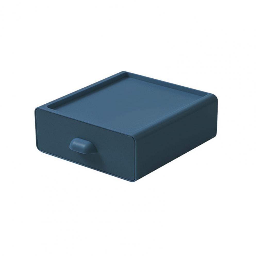 Organizer Drawer Collapsible Large Capacity ABS Stackable Desktop Storage Box for Bathroom: Dark Blue