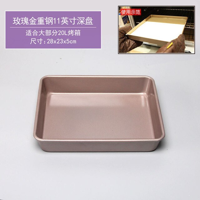 Vierkante antiaanbak cake bakvorm koekjesvorm pizza cake bakvorm koolstofstaal bakgereedschap keuken koken: 28 x 23 x 5cm rg