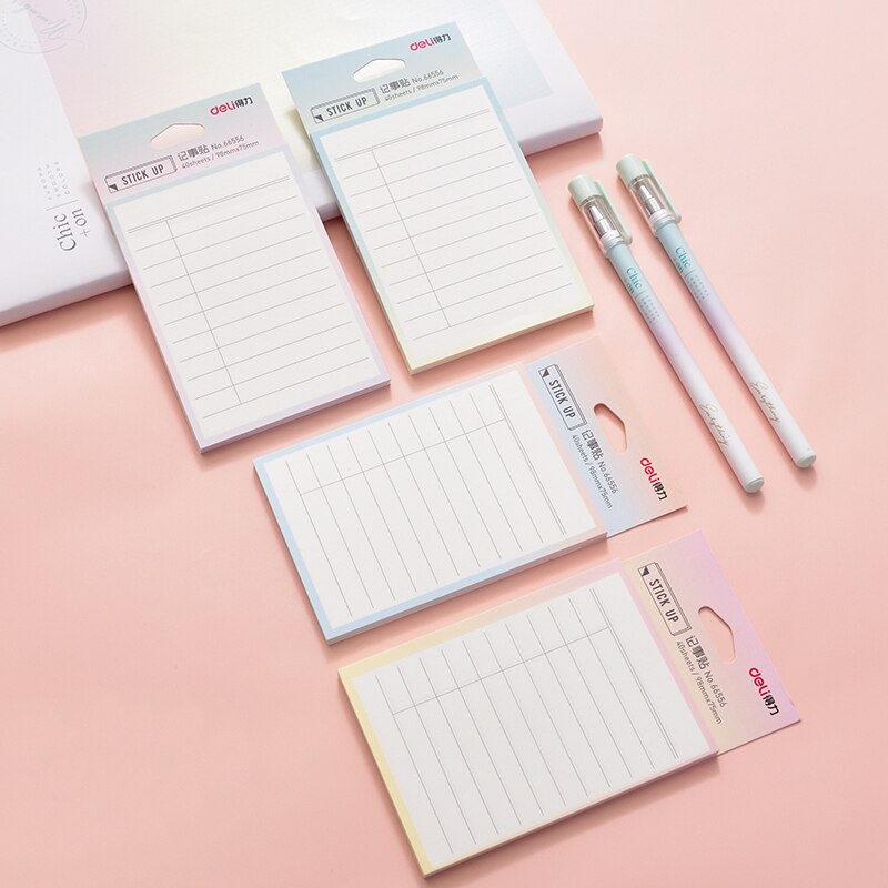 2Packs Totaal 60/80 Sheets Sitcky Note Met Lijn Verse Kleurrijke Memo Pad Studenten Kids Thuis Bericht Note School Briefpapier 66555