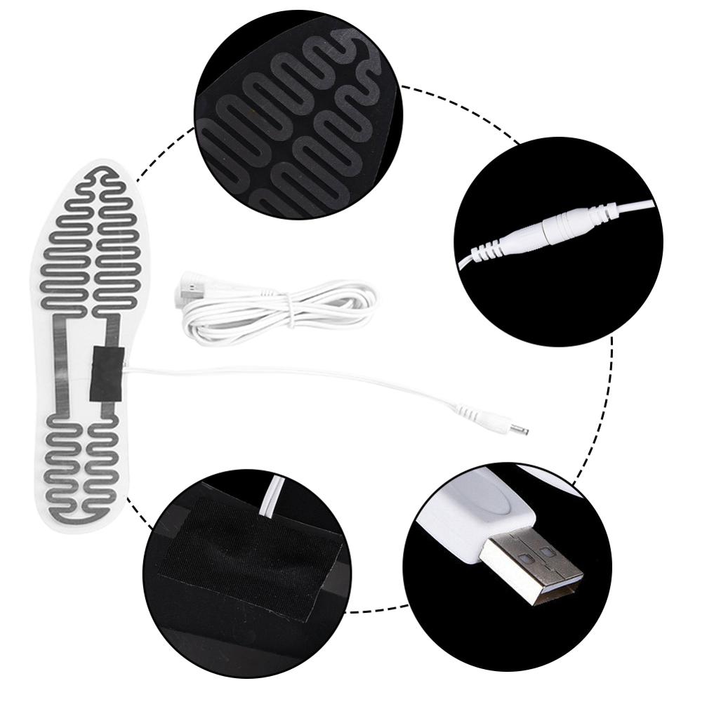 1Pair 23CM USB Electric Heated Insoles Foot Warmer Heated Boots Shoes Pads Winter Outdoor Ski warming Insoles