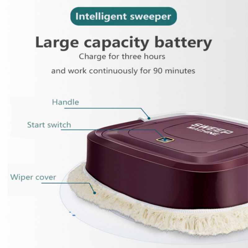 Mopa-Mini Robot aspirador automático para el hogar, 1 Uds., paño de mopa, barrido inteligente de polvo, succión, carga USB, almohadillas de limpieza