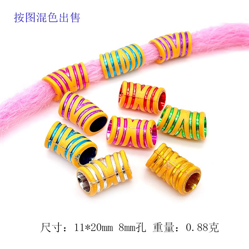 20 Stks/zak 14 Stijl Kleurrijke Big Hole Vintage Geschilderd Plastic Kralen Afrikaanse Haar Ringen Reggae Gevlochten Dreadlock Accessoires: L550-12