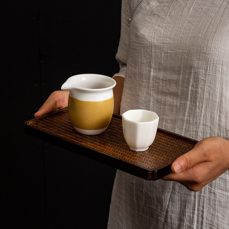 Øko rekonsolideret bambus tebakke retro klassisk te kopholder te tallerken te tilbehør