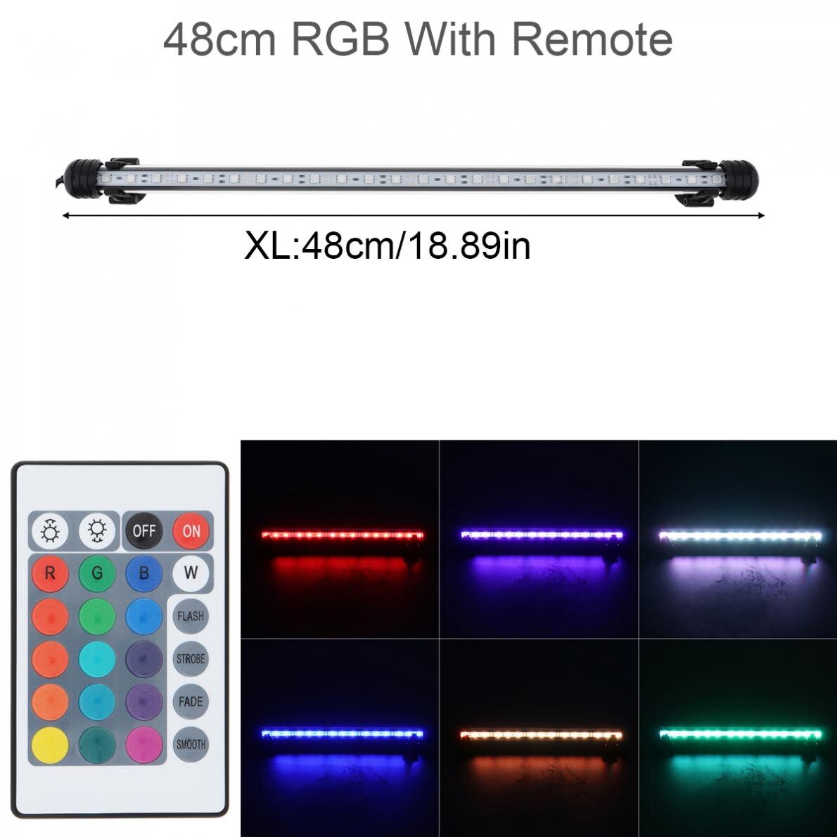 Submersible Light 18-62CM Aquarium Fish Tank LED Light 5050 SMD RGB Submersible Waterproof Strip Light with Remote Control: 48 cm