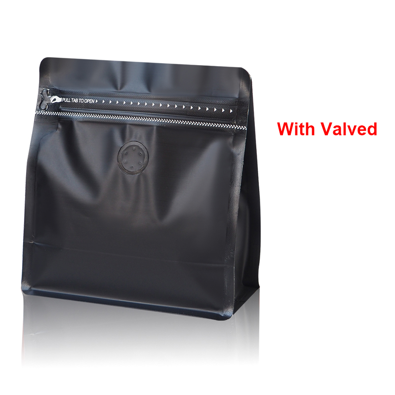 Lot de 20 sacs à café à valve épaisse, emballage de stockage de thé à domicile refermable, fermeture à glissière, sac debout en papier d'aluminium: M / Black