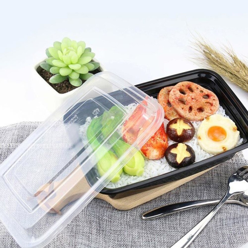 30pcs Disposable Lunch Boxes Takeaway Boxes Food Storage Boxes (Black)
