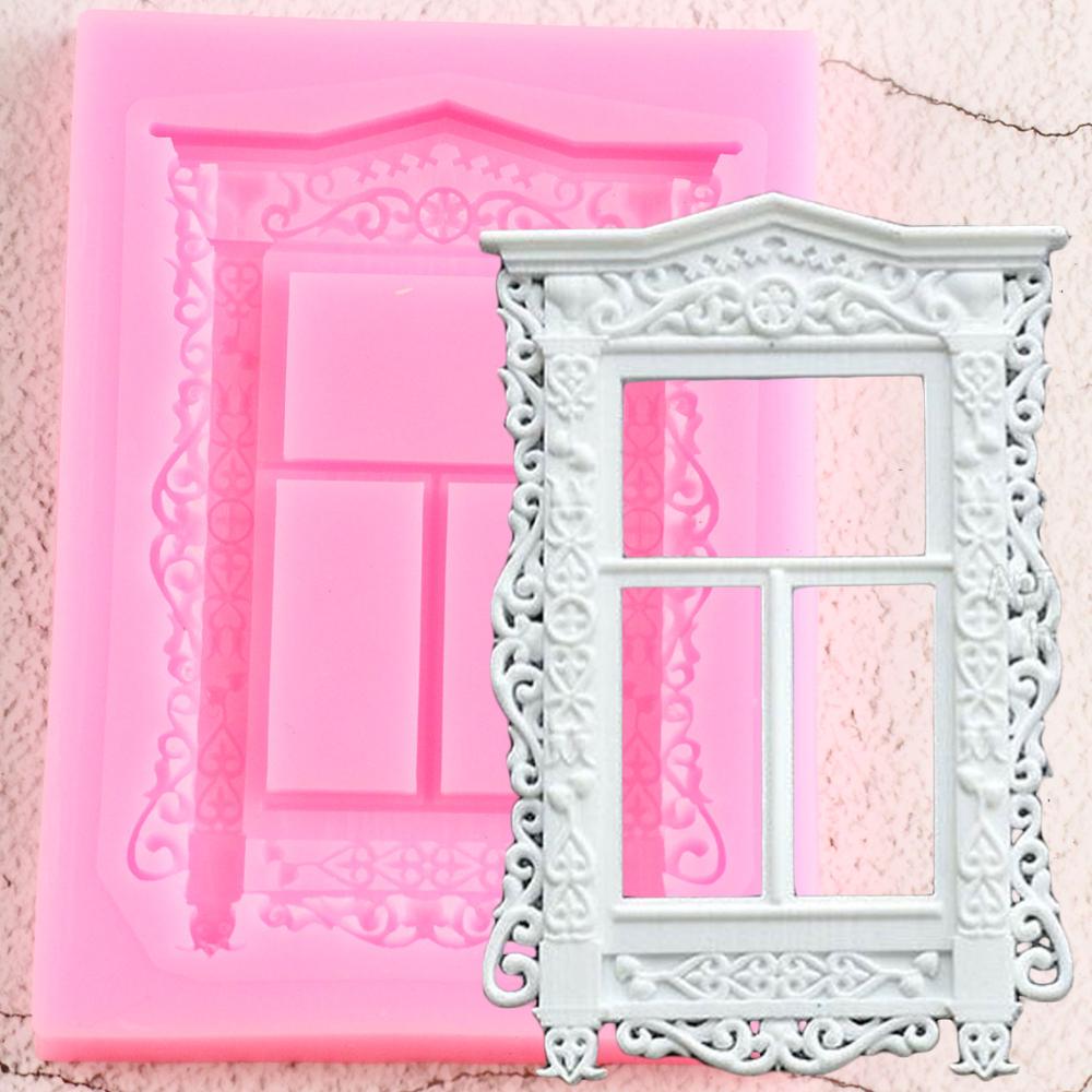 DIY Fenster Kuchen Grenze Silikon bilden Linderung Rahmen Fondant Formen Kuchen Dekorieren Werkzeuge Süßigkeit Tonne Schokolade Gumpaste Formen