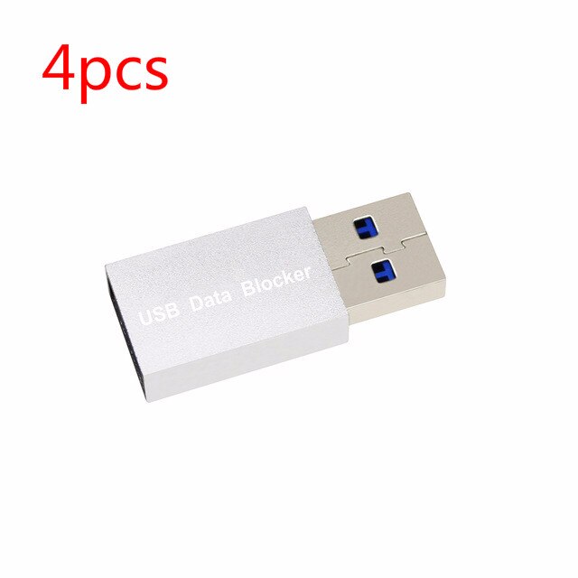 Usb Data Blocker Defender Beschermt Telefoon & Tablet Van Openbare Opladen Stations Hack Proof ,Data Transmissie Protector: 4pcs   sliver
