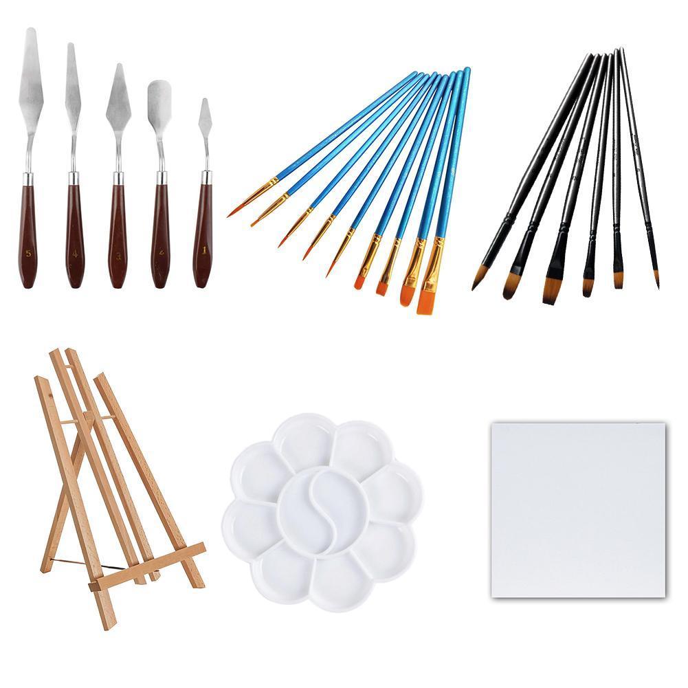 Paint Art Tools Black/blue Pen & Oil Painting Bracket Handle Palette White Accessories & Color & Flower Scraper Canvas Wood