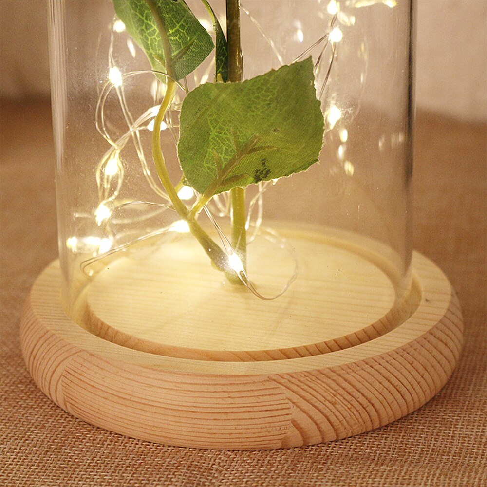 Pot de Cloche en verre avec Base en bois, couverture anti-poussière, ornement de bureau de chambre à coucher pour la maison, fête de noël