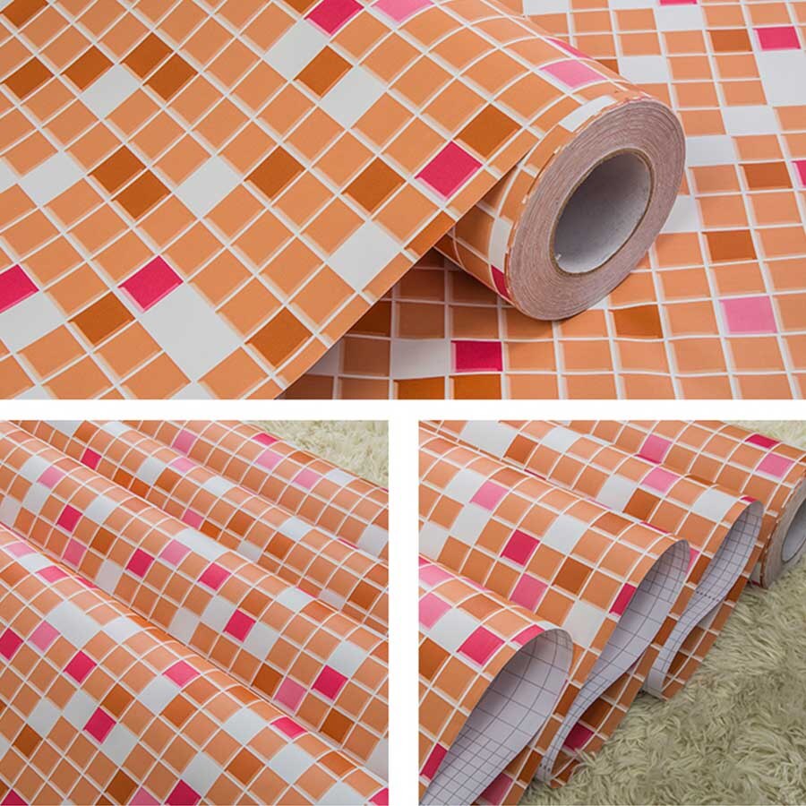 0.4 x 3m keukenkookplaat waterdichte kast zwarte zelfklevende muurstickers pvc hittebestendig behang badmozaïek sticker: Oranje