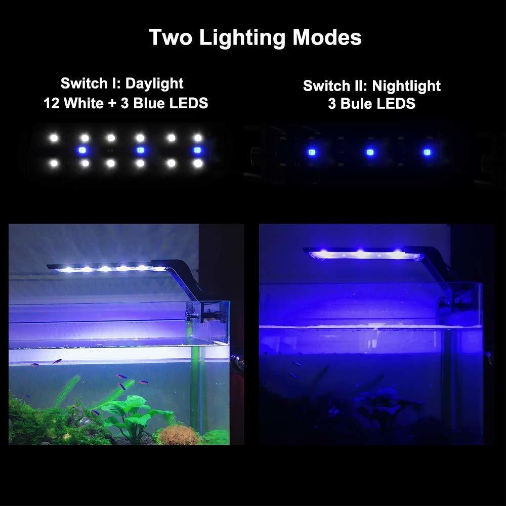 6W High Lumen Clip-on Aquarium LED Lighting Hood Fish Tank Light Lamp with Extendable Brackets for Water Plants Marine Reef LED