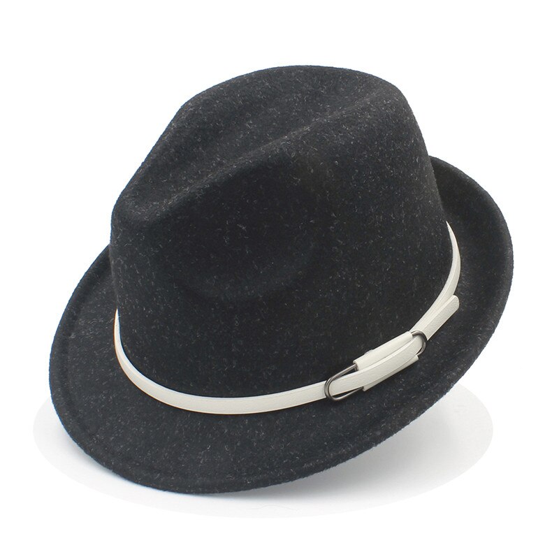 Women Men Wool Fedora Hat Winter Autumn Lady Trilby Homburg Church Derby Jazz Caps Size 56-58CM: Black