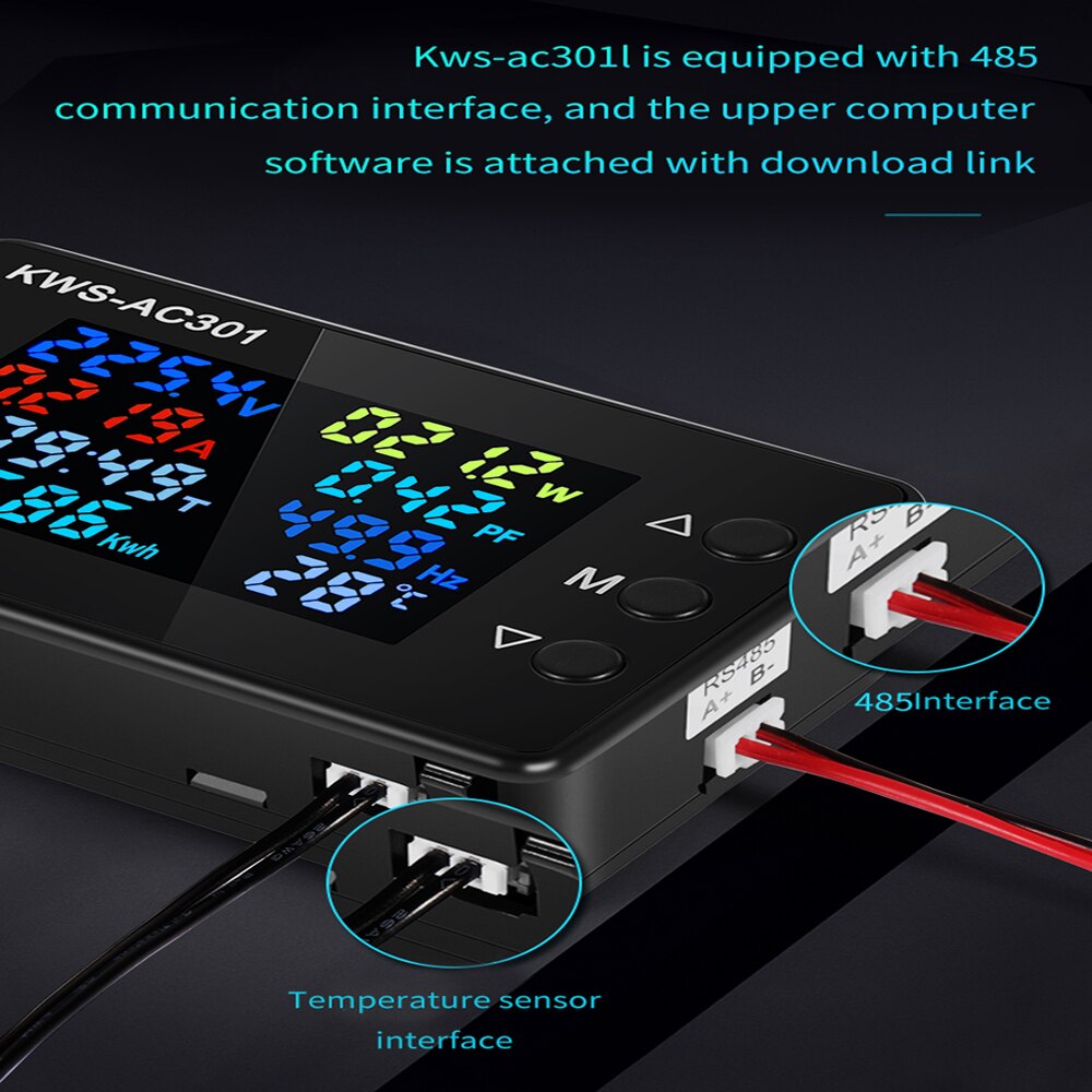 Voltímetro Digital de KWS-AC301, medidor de potencia eléctrica, vatímetro, analizadores de energía CA 50-300V, Detector de voltaje 0-100A 50-60HZ