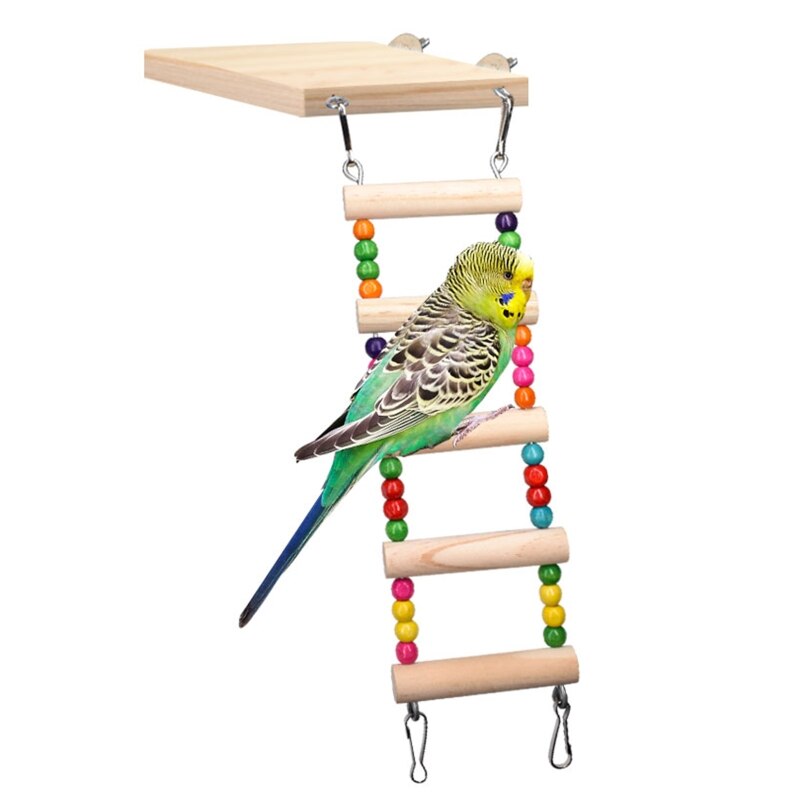 Visual Reference: Wooden Parrot Hamster Climbing Ladder Swing Play T