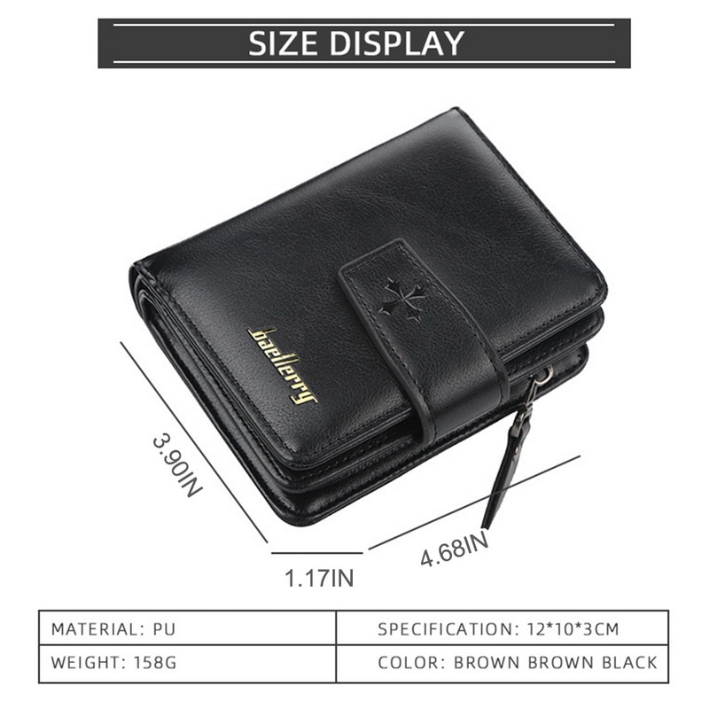 Baellery vintage curto carteira masculina de couro duplo zíperes multifunction business wallet men coin pocket alta qualidade masculino bolsa