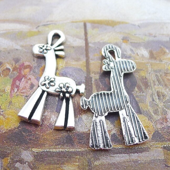Bulk Charms For Jewelry Making Giraffe Charms Antique Silver Color 34x17mm 5 Pieces