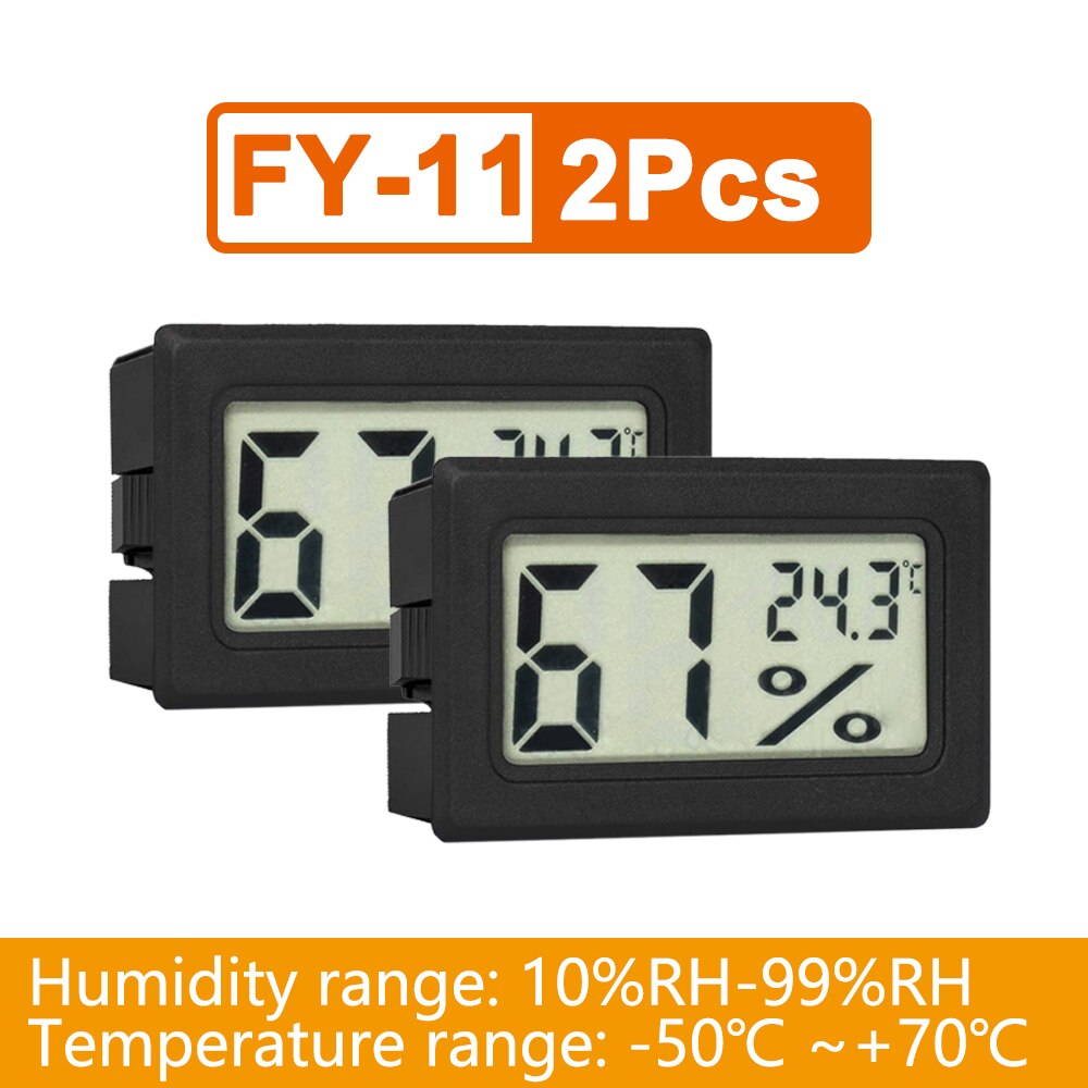 1Pc/2Pcs Mini Indoor Thermometer Hygrometer Lcd Digital Temperature Humidity Sensor Meter Thermometer for Incubator Refrigerator: 2pcs No Wire Black