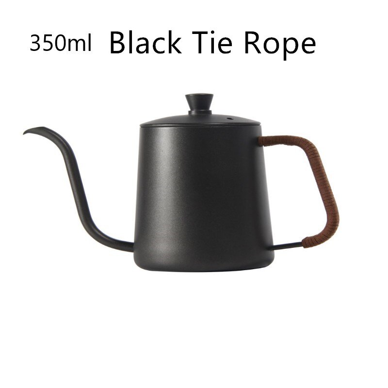 Tetera de goteo 600/350ml tetera de café de acero inoxidable antiadherente con cuello de cisne olla de mano con tapa de boca larga ollas de café Cocina: 350ml Tie Rope