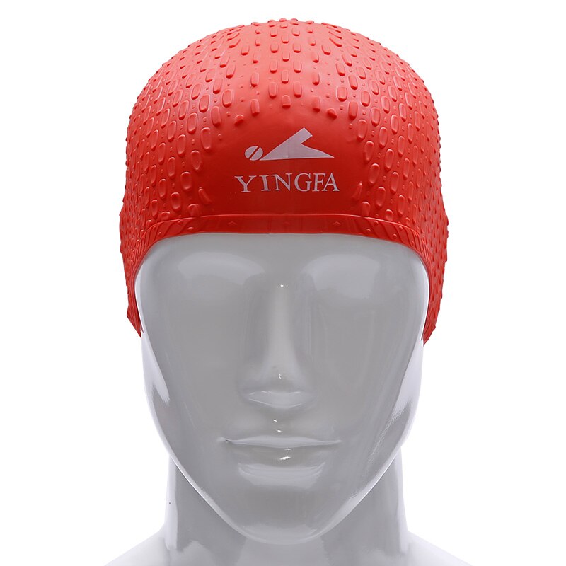 Siliconen Waterdicht Zwemmen Caps Beschermen Oren Lange Haar Sport Zwemmen Zwembad Hoed Badmuts Gratis Grootte Voor Mannen Vrouwen Volwassenen: red