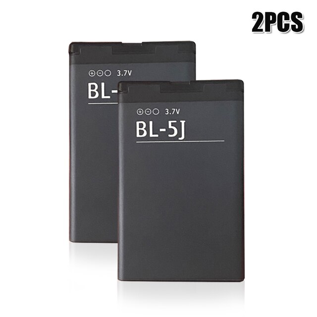 Batterie de téléphone BL-5J BL5J BL 5J 1320mAh pour Nokia 5230 5233 5235 5236 5800 XpressMusic N900 C3 Lumia 3020 520 525 530 5228 5900: 2PCS