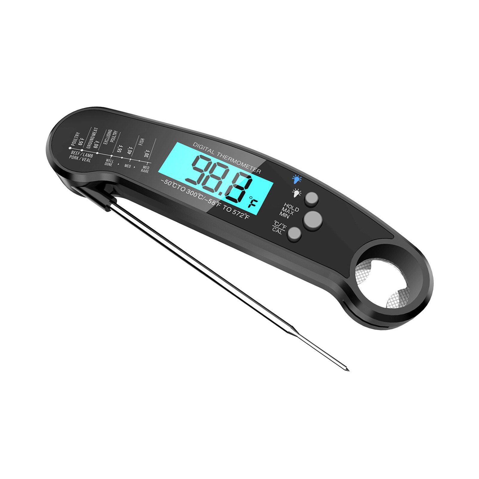 1pc digital meat thermometer with long probe food cooking kitchen barbecue milk thermometer liquid oven meter temperature sensor: E