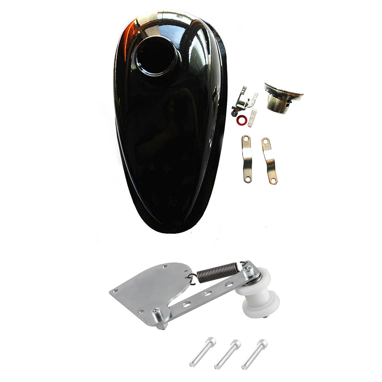 Pouvoir Zilveren Ketting Spanning 2L Gas Tank W/ Cap Benzinekraan 80cc Motor Gemotoriseerde Fiets