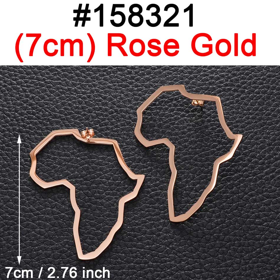 Anniyo Afrika Karte Übertreibung Größehe Ohrringe Zucht Frauen Silber Farbe/Gold/Rose Gold Afrikanischen Schmuck Übertrieben Ohrringe #158321: 7cm Rose Farbe