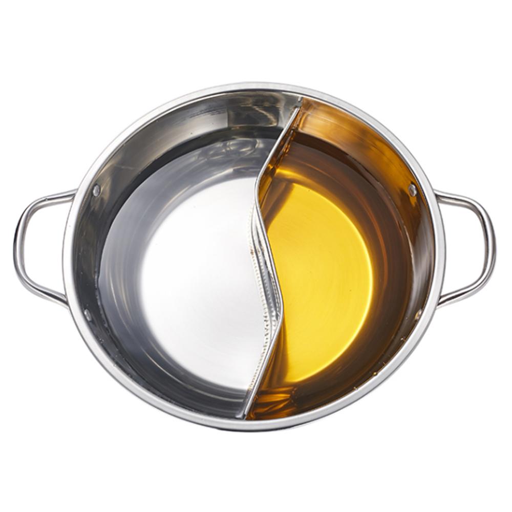 Stainless Steel Single-layer Pot 28cm Thicken Durable Mandarin Duck Soup Fondue Pot Kitchen Binaural Cookware