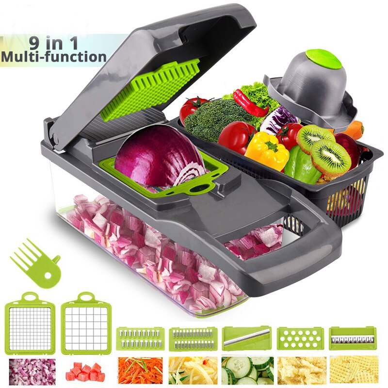 Multifunktionella grönsaker frukt verktyg potatis masher ricer grönsak mandolin skivare skalare skär morot strimlare rivjärn