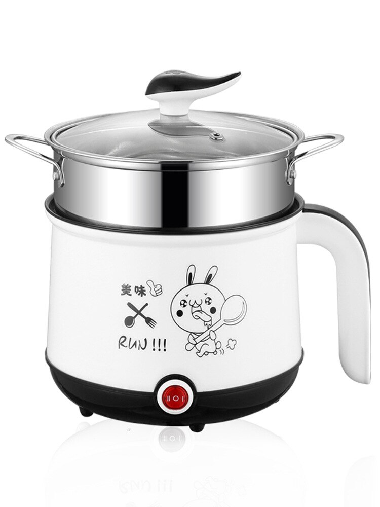 1.8l non-stick elektriske komfurer mini enkelt-/dobbeltlags multikomfurer 220v bærbare kogemaskiner multi elektrisk riskoger: Sort dobbeltlag
