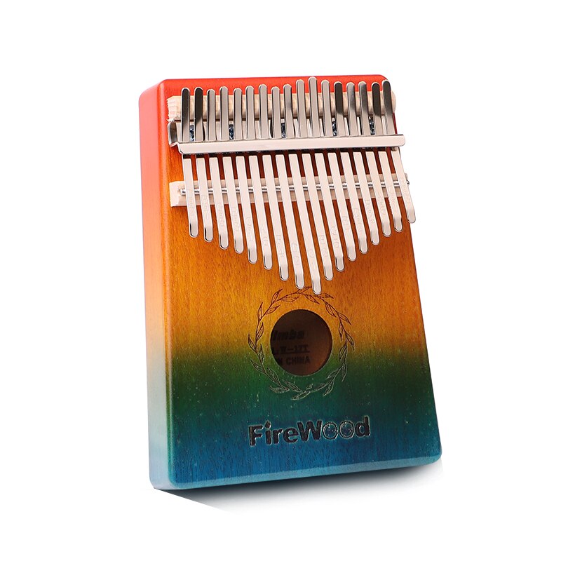 17 nøgler kalimba mahogni tommelfinger klaverrør 17 nøgle musik keyboard mini klaver høj træ afrikansk kalimba finger klaver: Regnbue blad ring