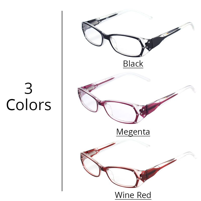 Rhinestone Reading Glasses Women Gafas de Lectura Eyeglass Spectacles Frames +50 +75 100 125 150 175 200 250 300 350 400