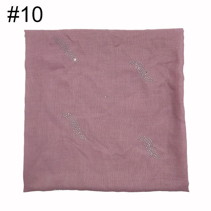 1PC musulman foulard bandana solide écharpe chaude strass châles carré pashmina femmes populaire silencieux islamique hijab: 10