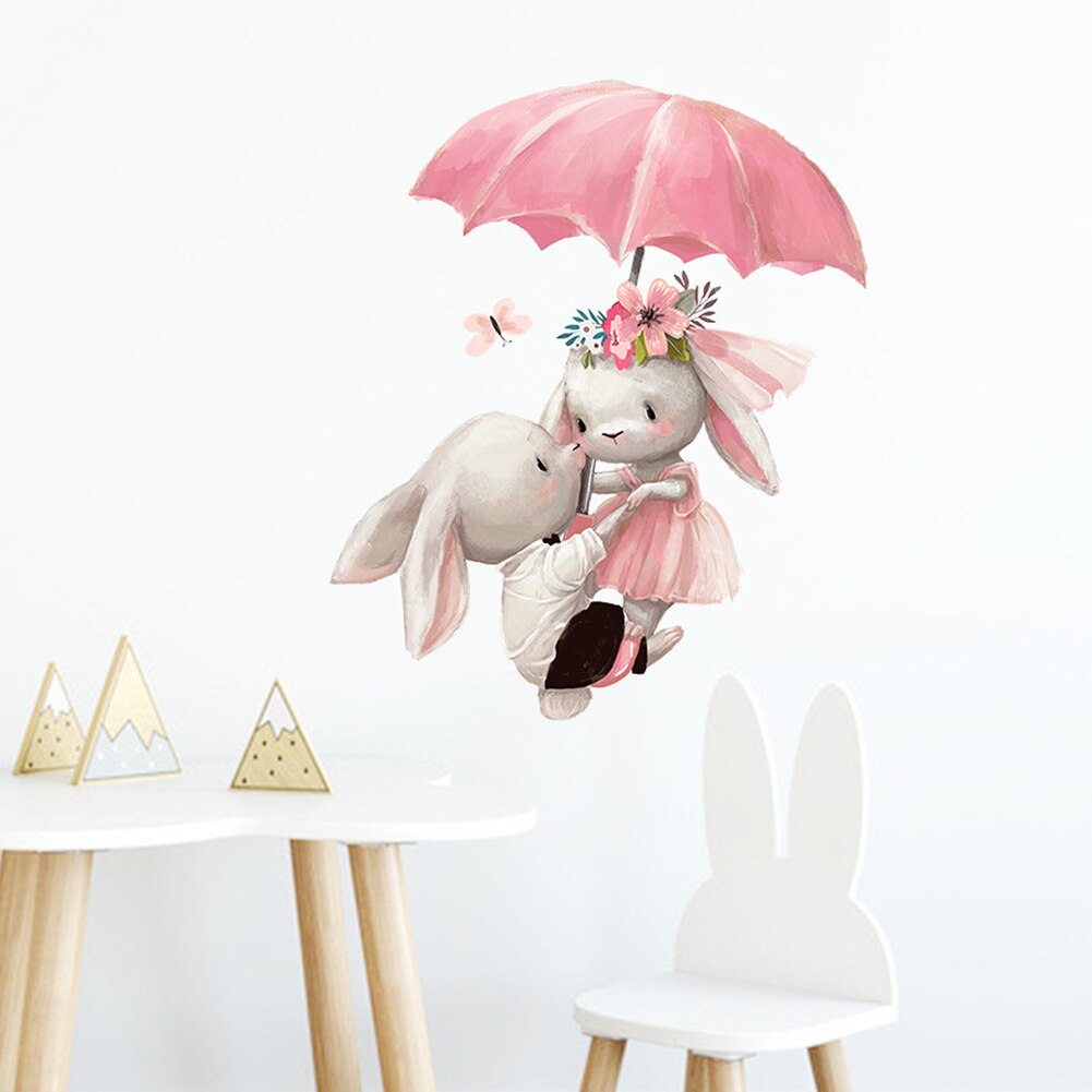 Cute Rabbit Series Wall Sticker For Kids Baby Room Home Decoration Wallpaper Living Room Bedroom Removable Mural Bunny Stickers