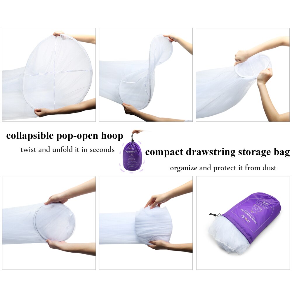 Universal Mosquito Mesh Net Easy Installation Dome Hanging Bed Canopy Netting for Single to King Size Beds Hammocks Cribs