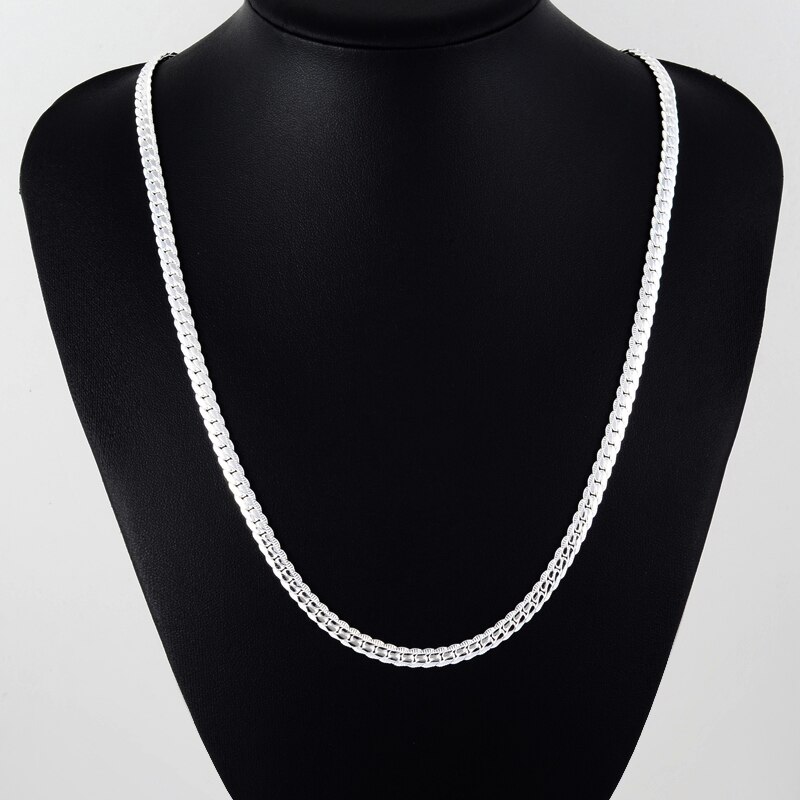 6MM 50cm Volle seitwärts Halskette Frauen Männer 925 Sterling Silber Schmuck Verknüpfung Kette Halskette