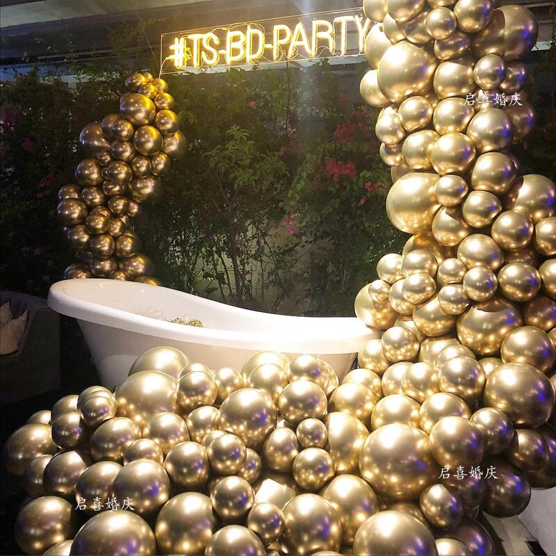 Globo de Metal dorado de 5/10/12/18 pulgadas, arco cromado de perlas, suministros de compromiso para boda, Globos de decoración para DE NACIMIENTO feliz