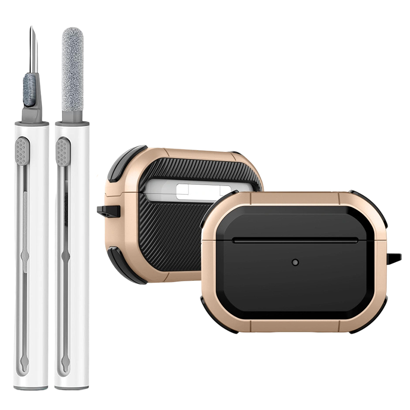 Para AirPods Pro 2a 1.a generación 3 Max AirPod 4 funda de bloqueo seguro con llavero Air Pod de cuerpo completo protección a prueba de golpes: M / Marfil