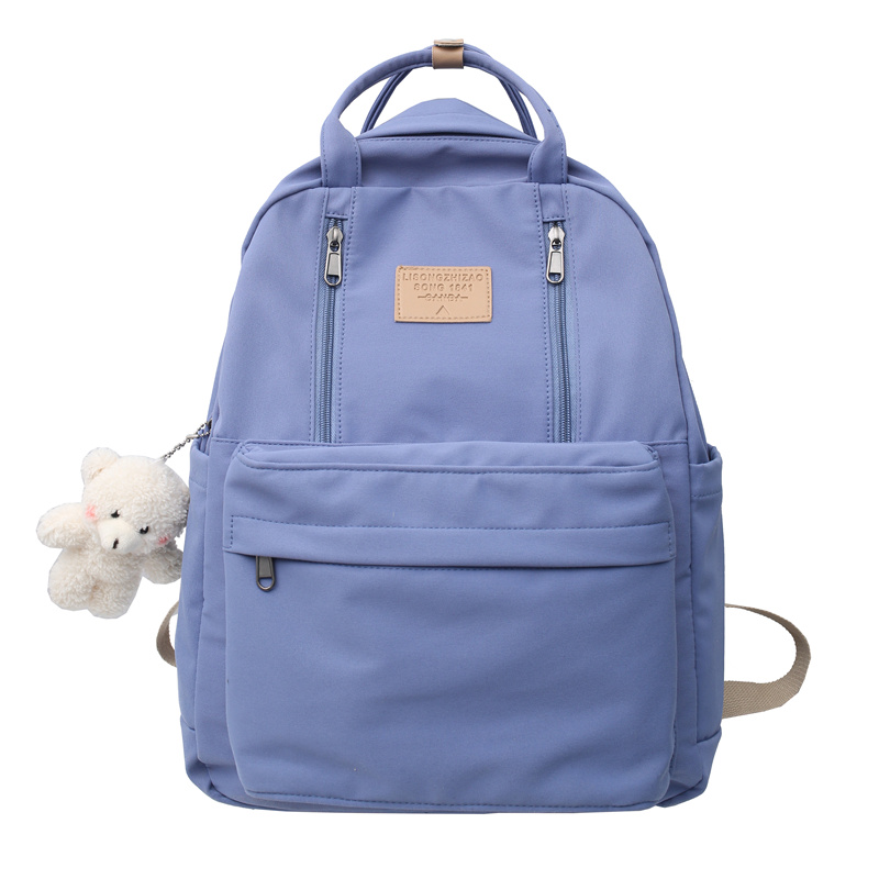 Mochila impermeable con muchos bolsillos para mujer, bolso de hombro escolar de para chicas adolescentes: 16 pulgadas / Azul