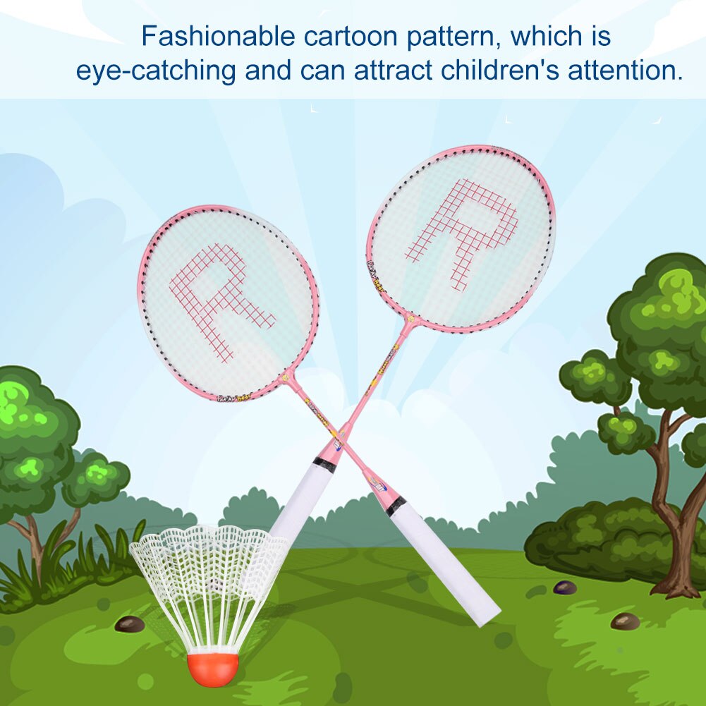 Badminton Rackets Light Weight Ferroalloy Badminton Rackets for Kids Teenager Cartoon Badminton Racket