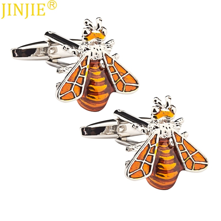 Yellow insect animal Paint Men's Business Casual French Long-sleeved Shirt Cuff Button Cufflinks Anniversary for Husband