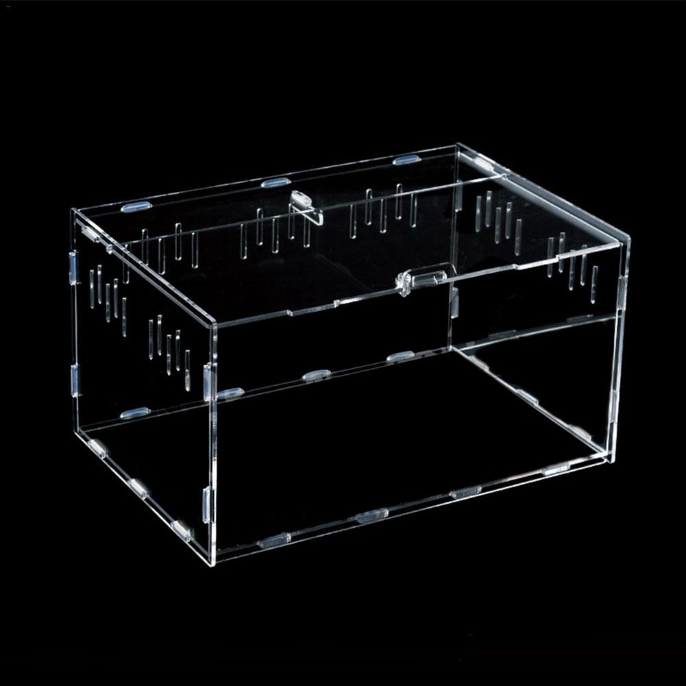 Akryl krybdyr tank insekt skildpadde firben gennemsigtig avlsboks vivarium låg krybdyr kæledyr produkt terrarium til små dyr: 15 x 15 x 25cm