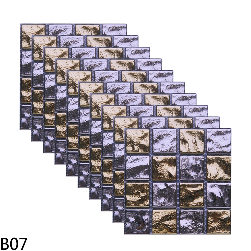 10pcs 10cm Mosaic Wall Tile Waterproof Self Adhesive Stickers for Home Bathroom PVC Tile Decal Kitchen Wall Sticker Art Decorate: B07