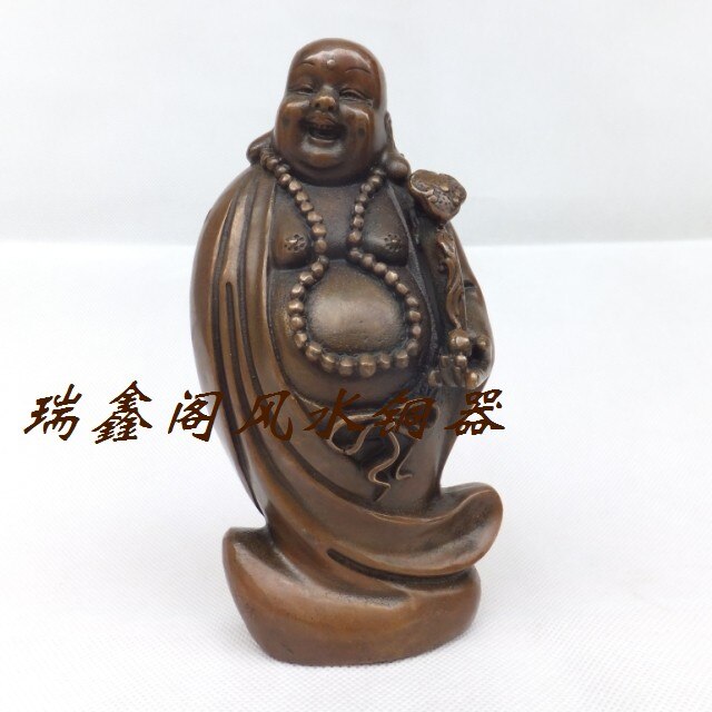 Bronzen standbeeld koper maitreya decoratie geluk lachende boeddha